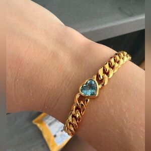Gold and Blue Heart Necklace